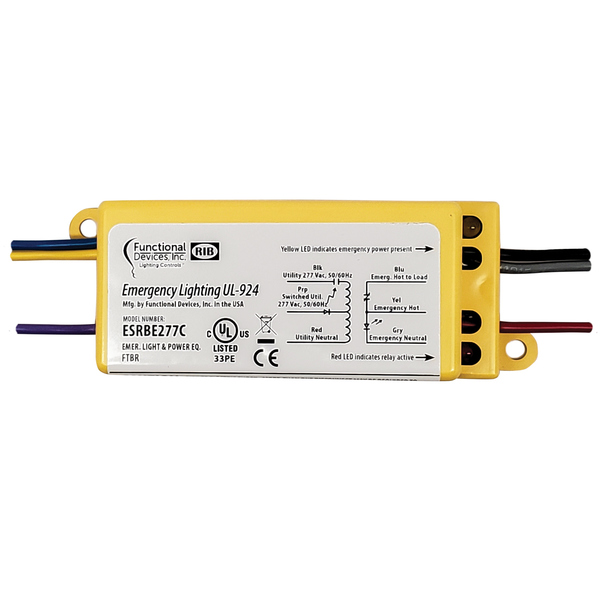 Functional Devices-Rib UL 924 Emergency Bypass/Shunt Relay, 277 Vac Input, 277Vac Bal and 2A ESRBE277C